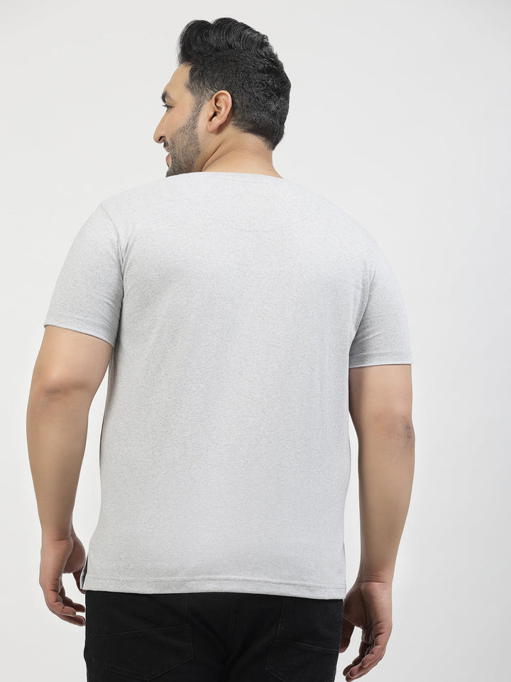 Plus Size Men  Grey & Black Graphic Printed T-shirt