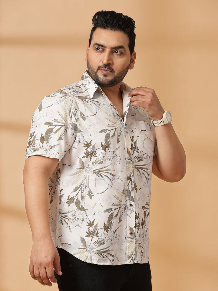 Plus Size  Brown Camouflage Printed Opaque Casual Shirt