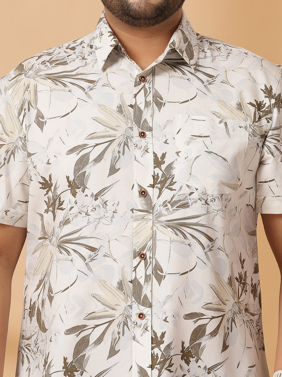 Plus Size  Brown Camouflage Printed Opaque Casual Shirt