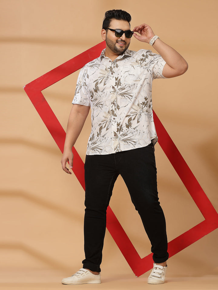 Plus Size  Brown Camouflage Printed Opaque Casual Shirt