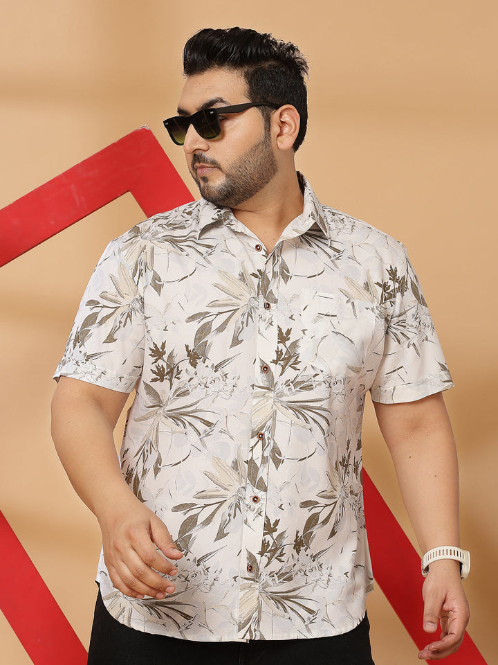 Plus Size  Brown Camouflage Printed Opaque Casual Shirt