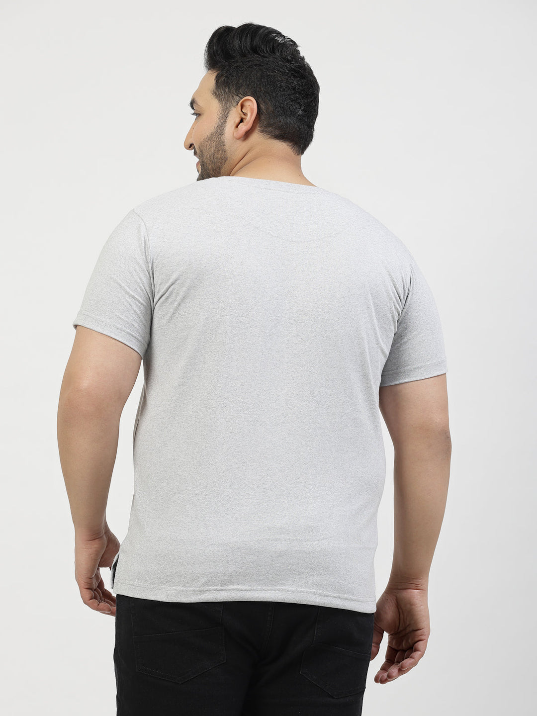 Plus Size  Printed Round Neck Short Sleeves Cotton T-shirt