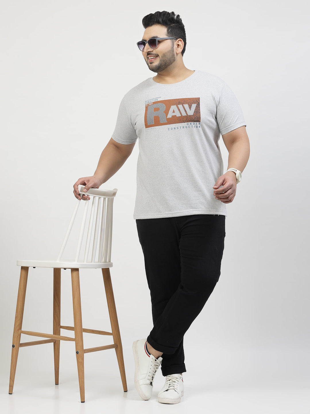 Plus Size  Round Neck Pure Cotton T-shirt