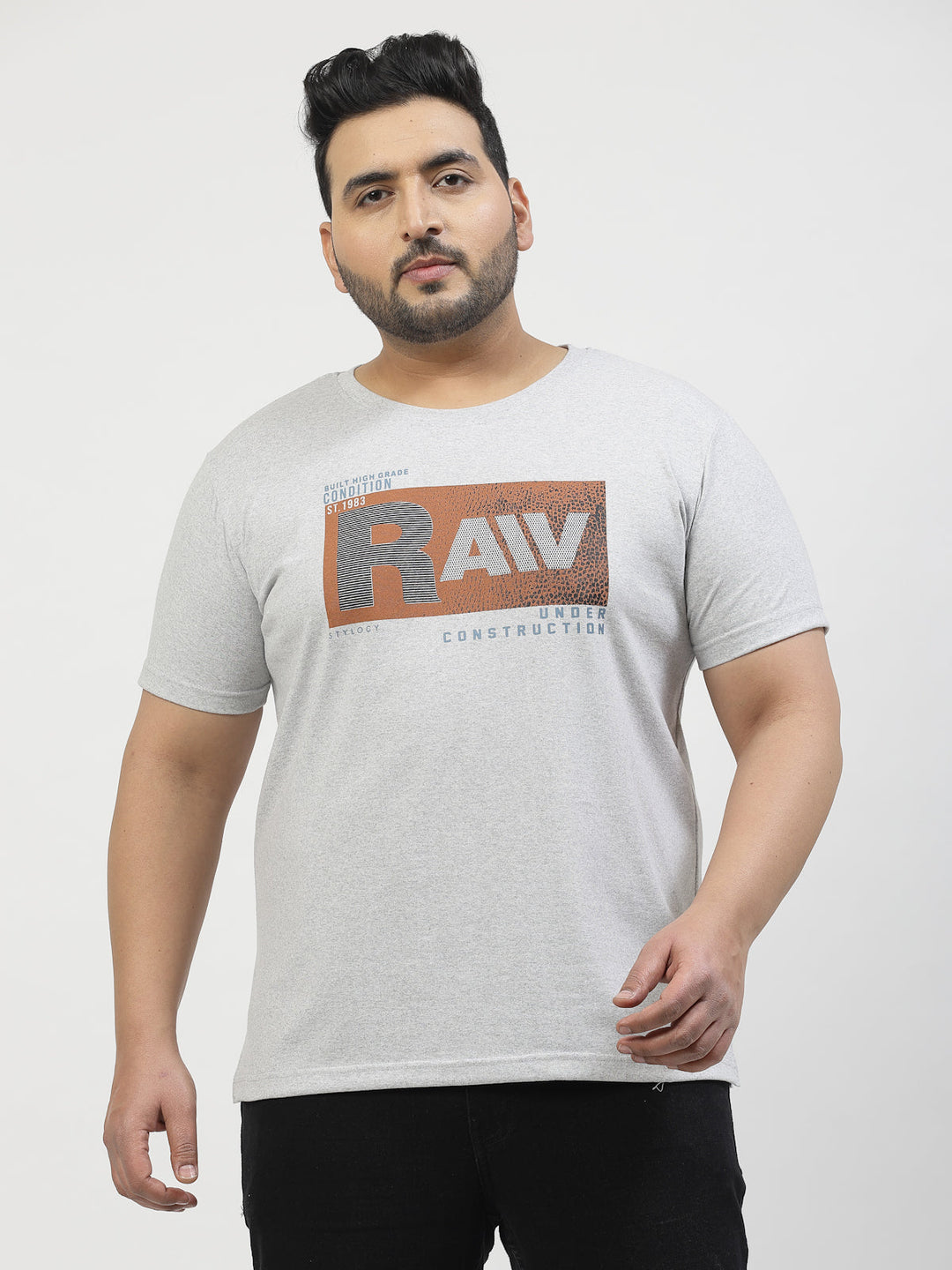 Plus Size  Round Neck Pure Cotton T-shirt