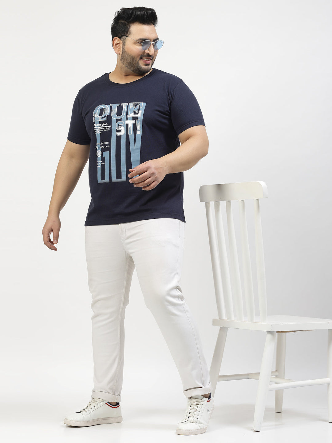 Plus Size  Typography Printed Round Neck Short Sleeves Cotton T-shirt