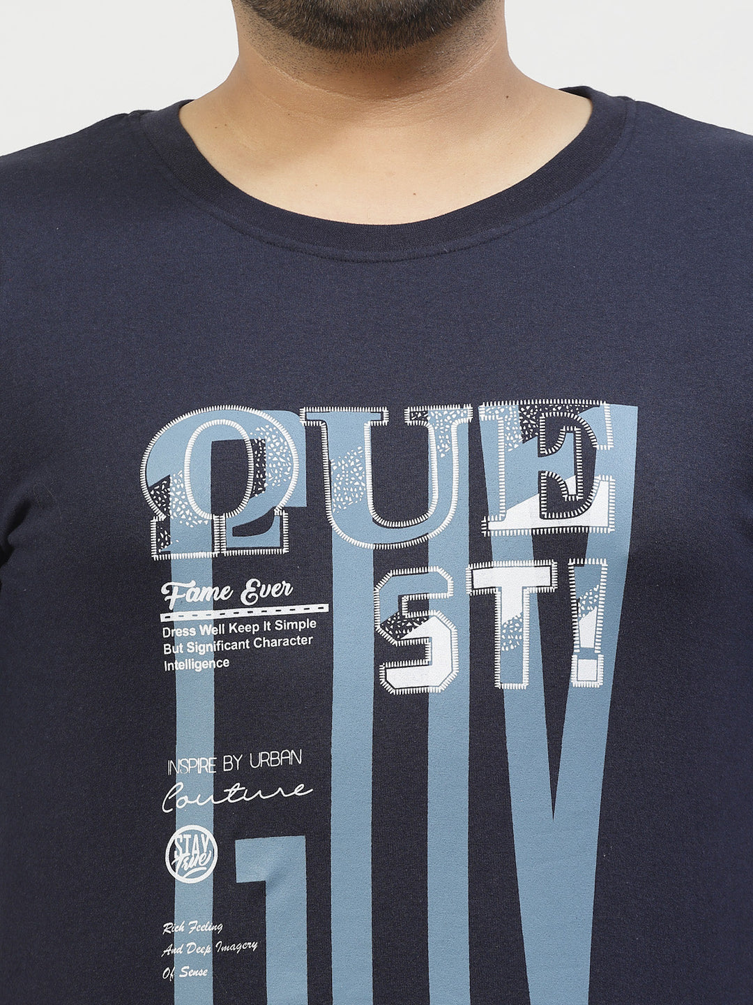 Plus Size  Typography Printed Round Neck Short Sleeves Cotton T-shirt