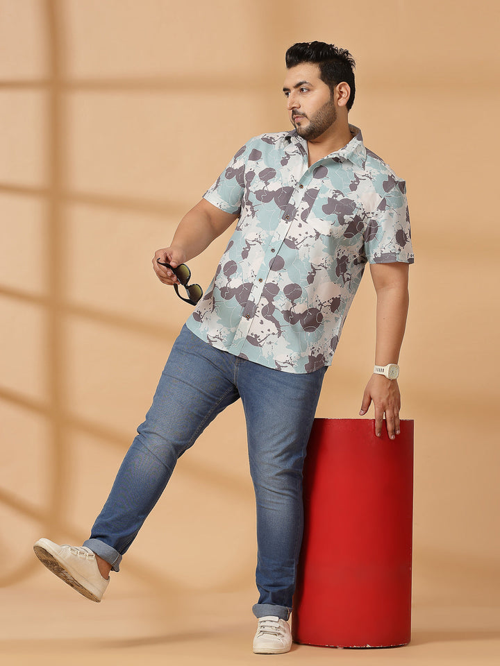 Plus Size Ethnic Motifs Printed Cotton Casual Shirt