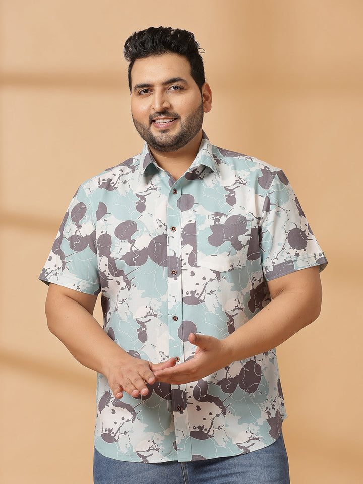 Plus Size Ethnic Motifs Printed Cotton Casual Shirt