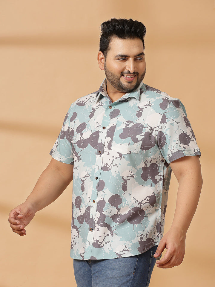 Plus Size Ethnic Motifs Printed Cotton Casual Shirt