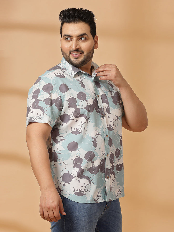 Plus Size Ethnic Motifs Printed Cotton Casual Shirt