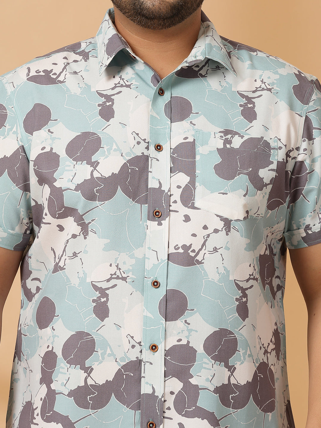 Plus Size Ethnic Motifs Printed Cotton Casual Shirt