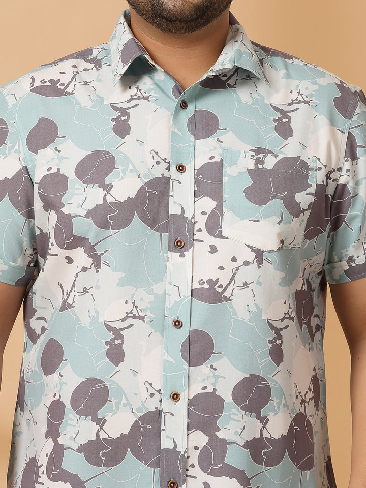 Plus Size Ethnic Motifs Printed Cotton Casual Shirt