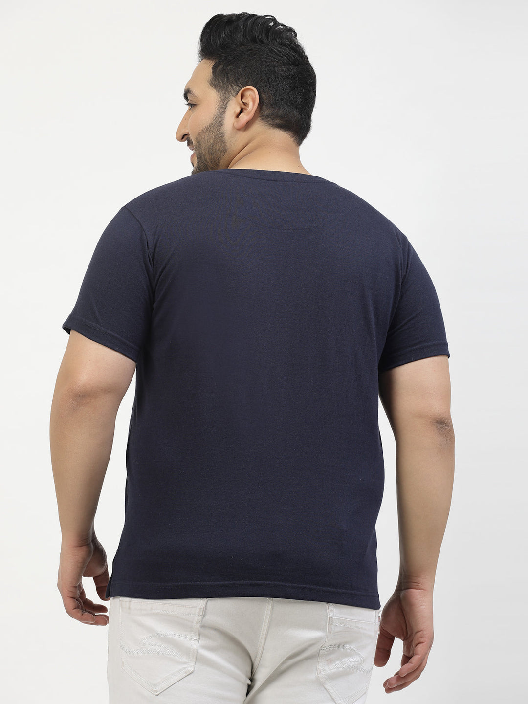 Plus Size  Typography Printed Round Neck Short Sleeves Cotton T-shirt