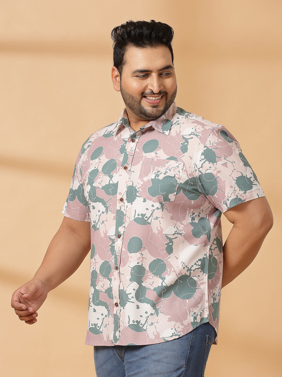 Plus Size Men Tartan Checked Casual Cotton Shirt