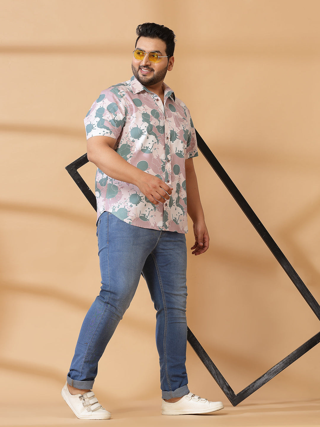 Plus Size Men Tartan Checked Casual Cotton Shirt