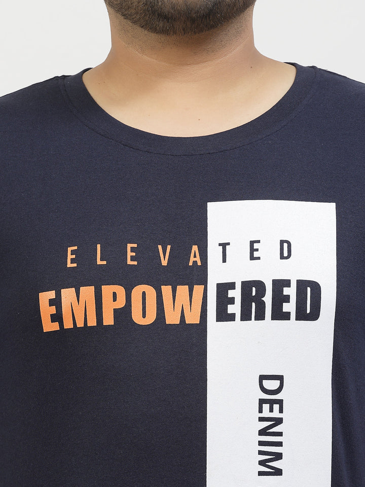 Plus Size  Typography Printed Round Neck Short Sleeves Cotton T-shirt