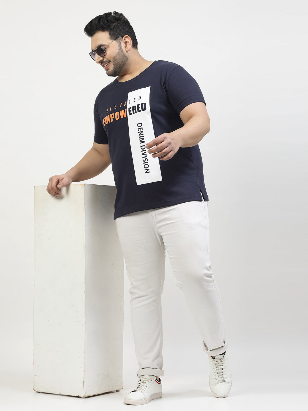 Plus Size  Typography Printed Round Neck Short Sleeves Cotton T-shirt