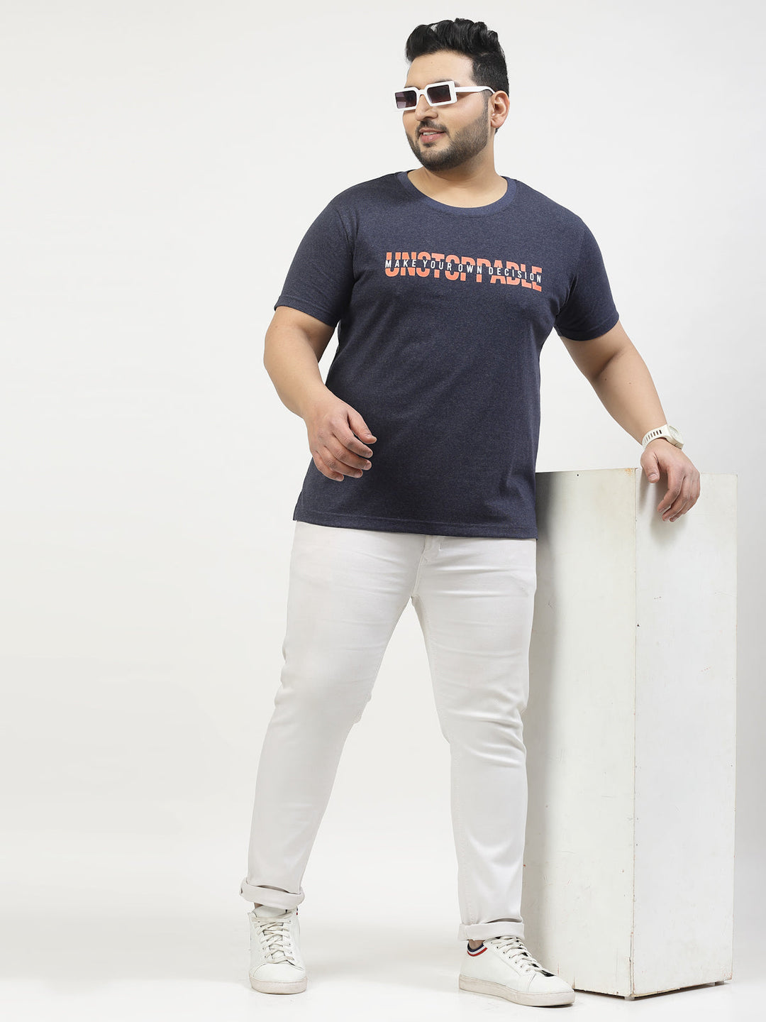 Plus Size  Round Neck Pure Cotton T-shirt