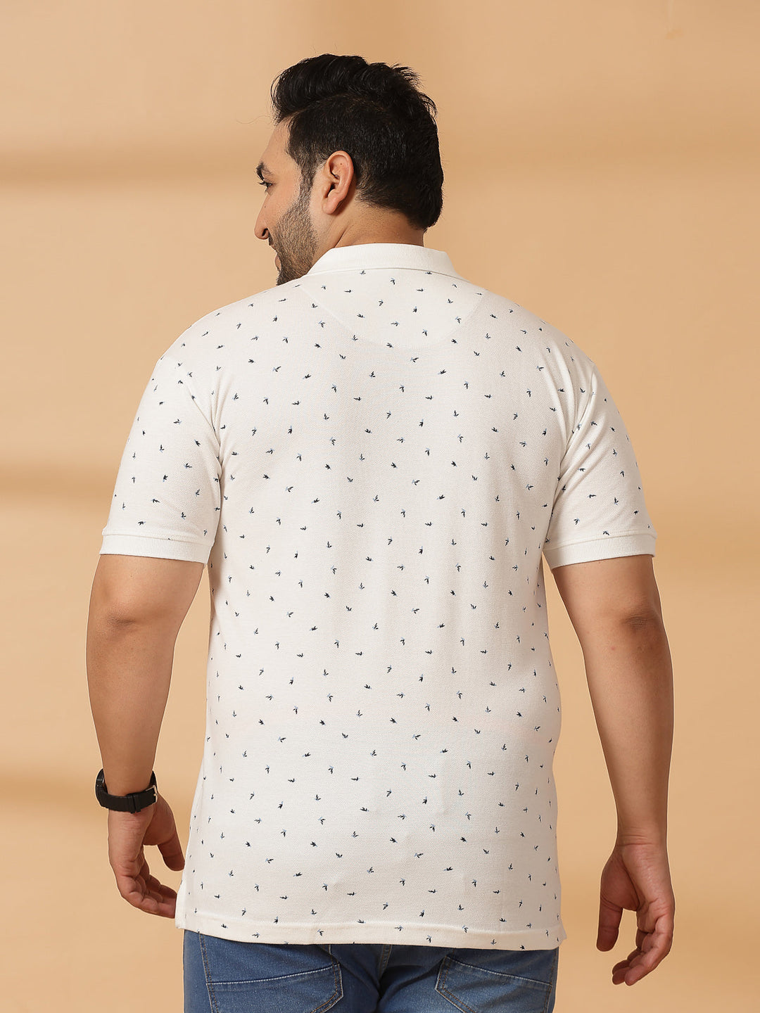 Plus Size Men Polka Dot Printed Polo Collar T-shirt