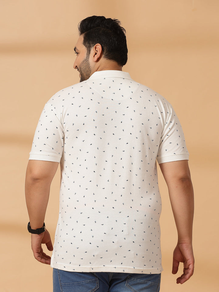 Plus Size Men Polka Dot Printed Polo Collar T-shirt