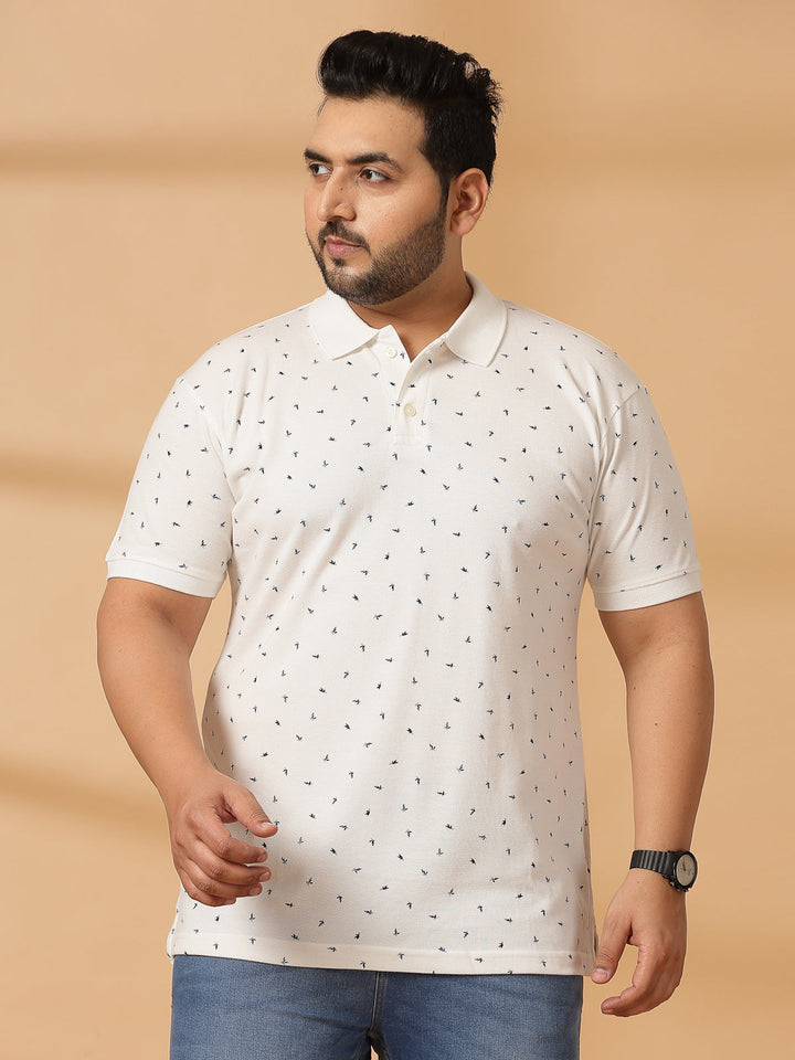 Plus Size Men Polka Dot Printed Polo Collar T-shirt