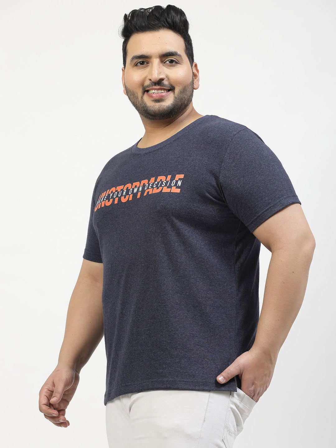 Plus Size  Round Neck Pure Cotton T-shirt