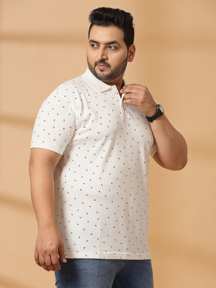 Plus Size Men Polka Dot Printed Polo Collar T-shirt