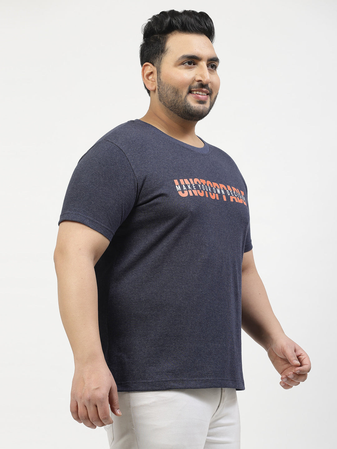 Plus Size  Round Neck Pure Cotton T-shirt