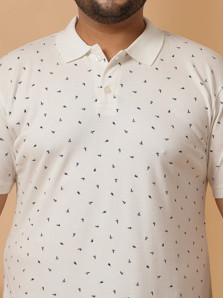 Plus Size Men Polka Dot Printed Polo Collar T-shirt