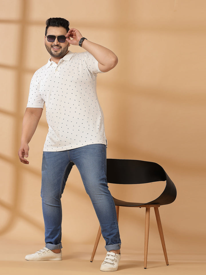 Plus Size Men Polka Dot Printed Polo Collar T-shirt