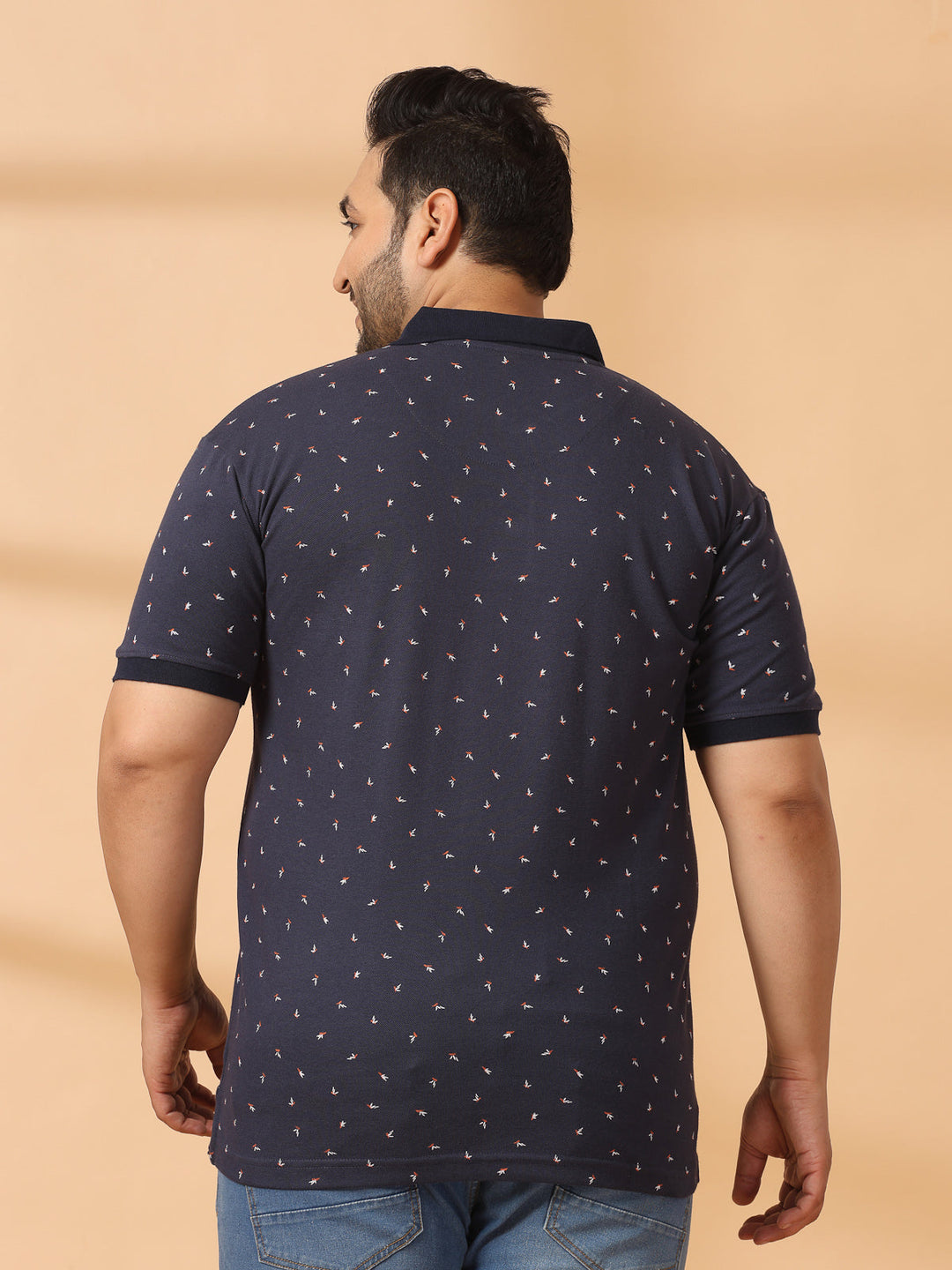 Plus Size Men Polka Dot Printed Polo Collar T-shirt