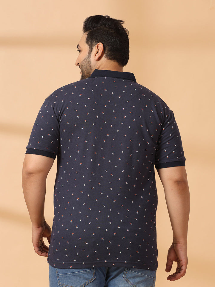 Plus Size Men Polka Dot Printed Polo Collar T-shirt