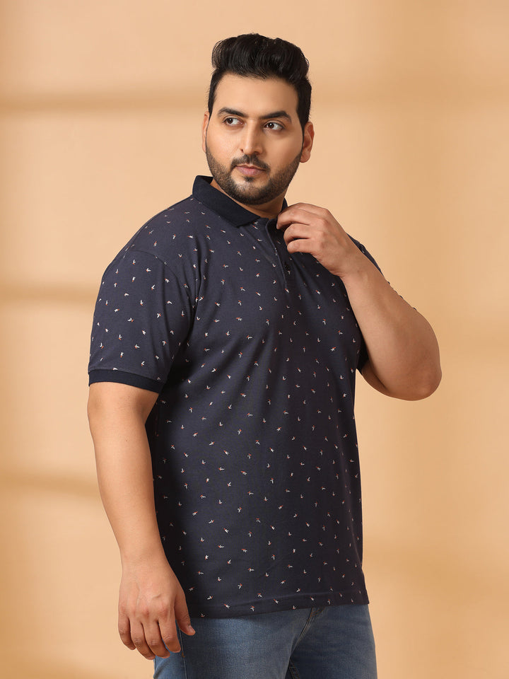 Plus Size Men Polka Dot Printed Polo Collar T-shirt