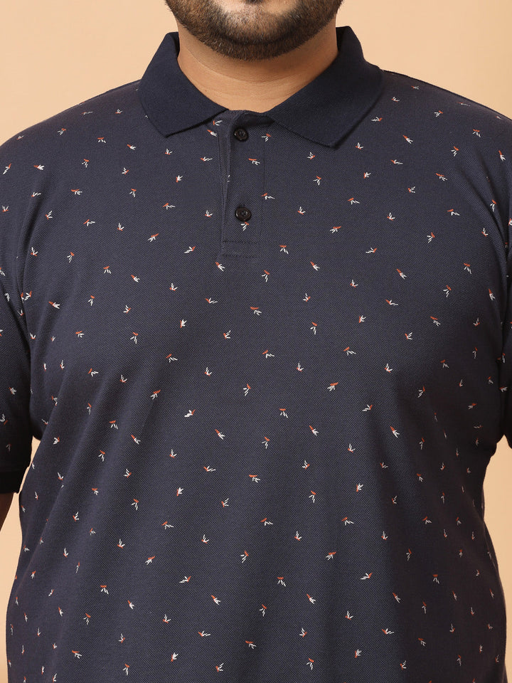 Plus Size Men Polka Dot Printed Polo Collar T-shirt