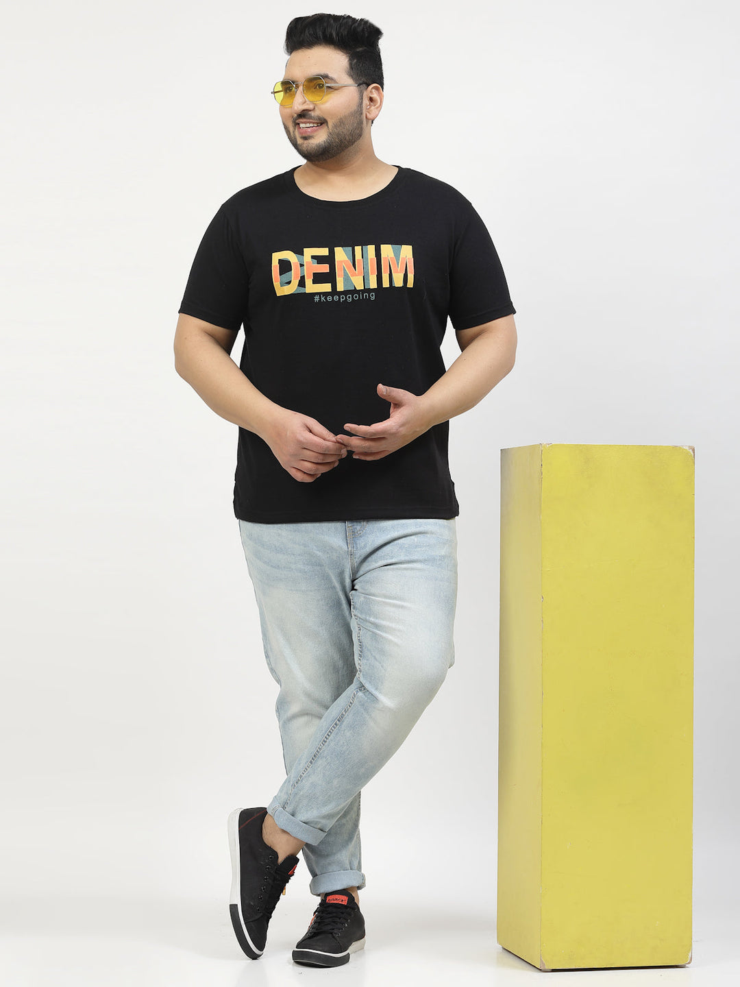 Plus Size  Typography Printed Round Neck Short Sleeves Cotton T-shirt