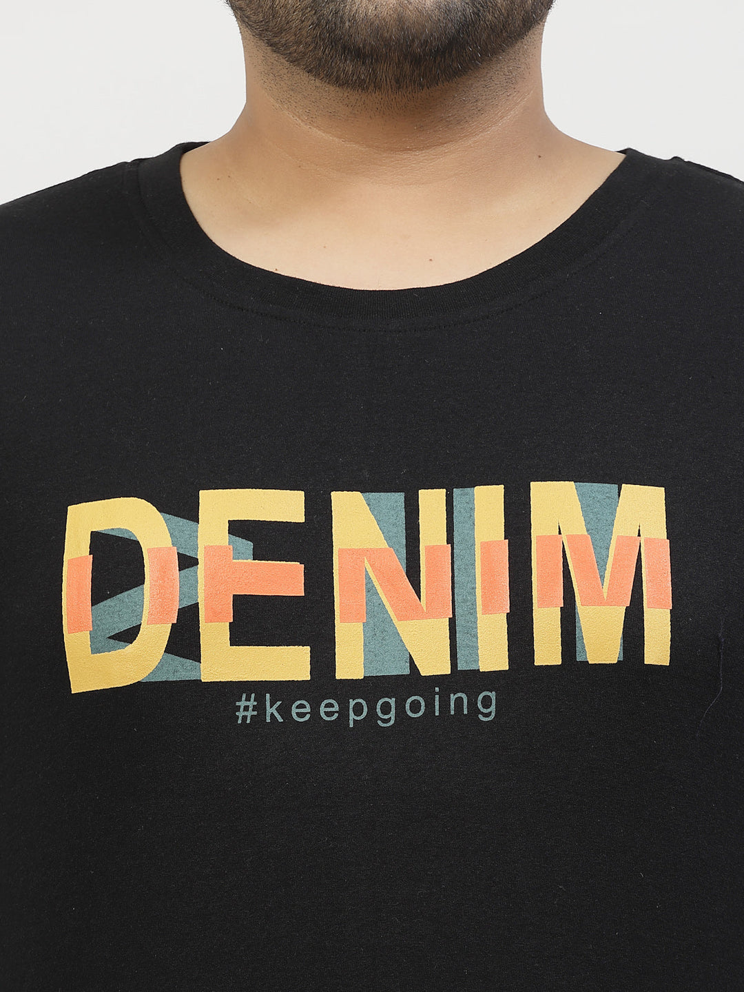 Plus Size  Typography Printed Round Neck Short Sleeves Cotton T-shirt