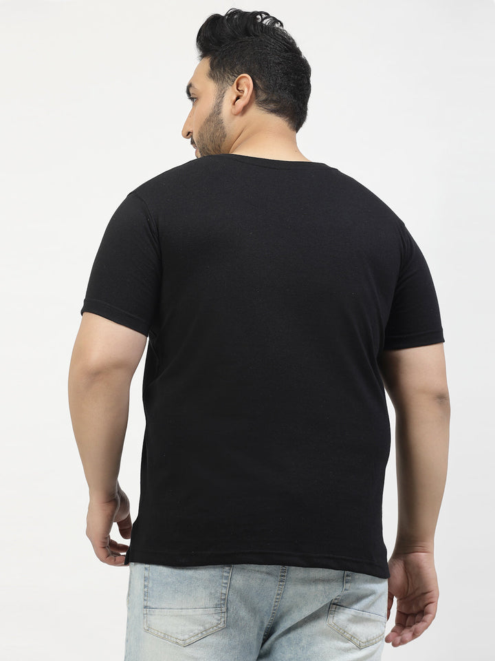 Plus Size  Typography Printed Round Neck Short Sleeves Cotton T-shirt