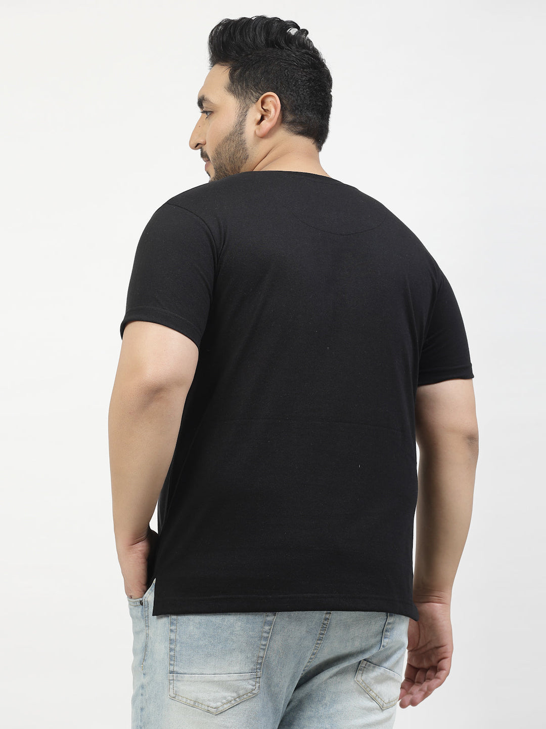 Plus Size  Typography Printed Round Neck Short Sleeves Cotton T-shirt