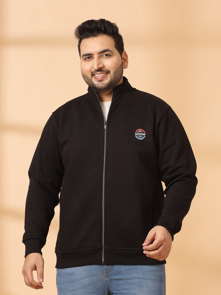 Plus Size Men Fleece Open Front Jacket