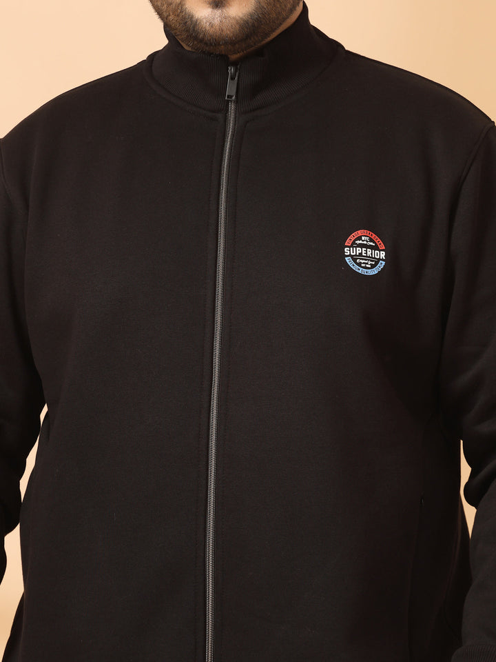 Plus Size Men Fleece Open Front Jacket
