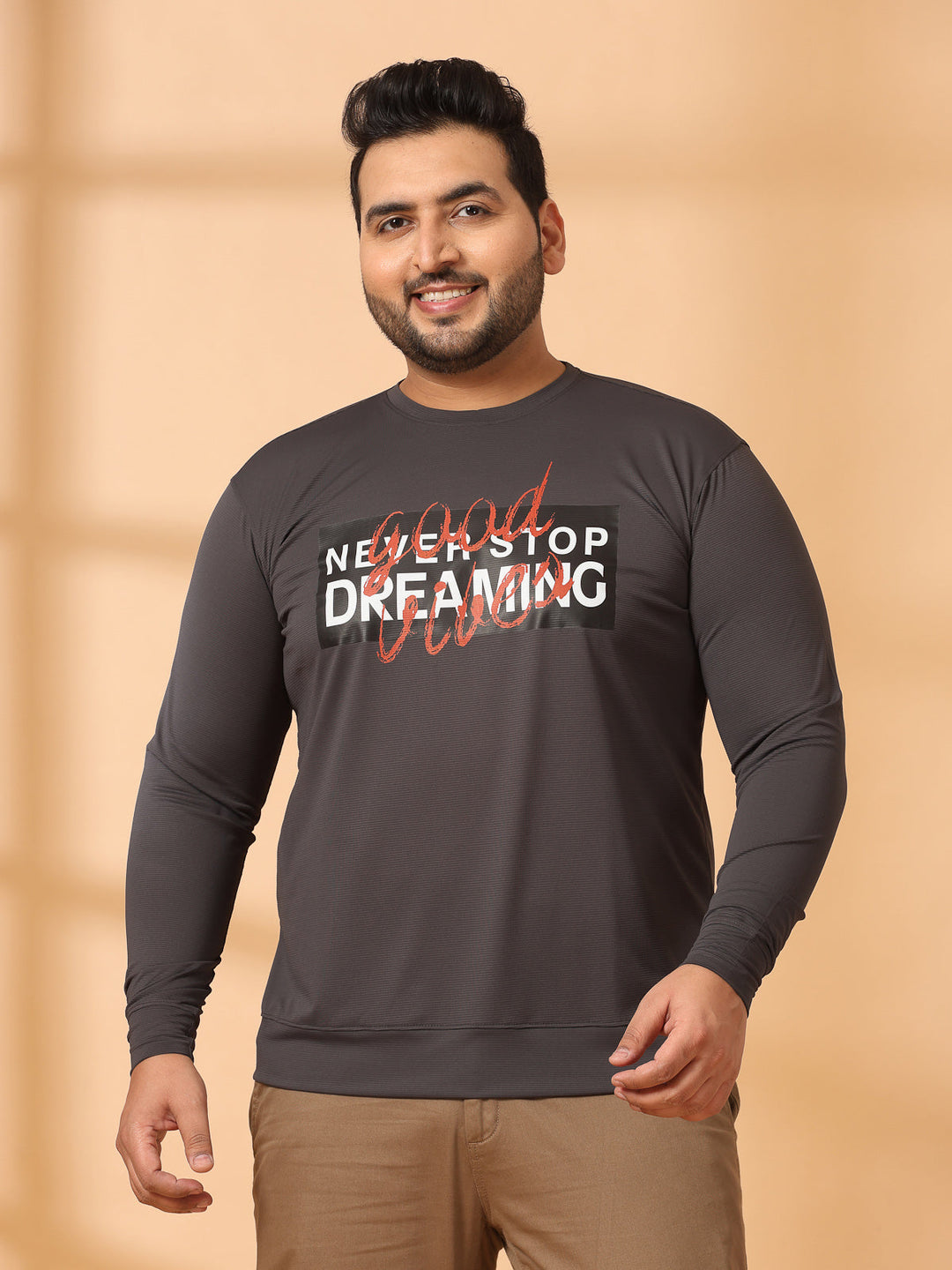 Plus Size Men  Typography Printed Cotton Sweatshirt