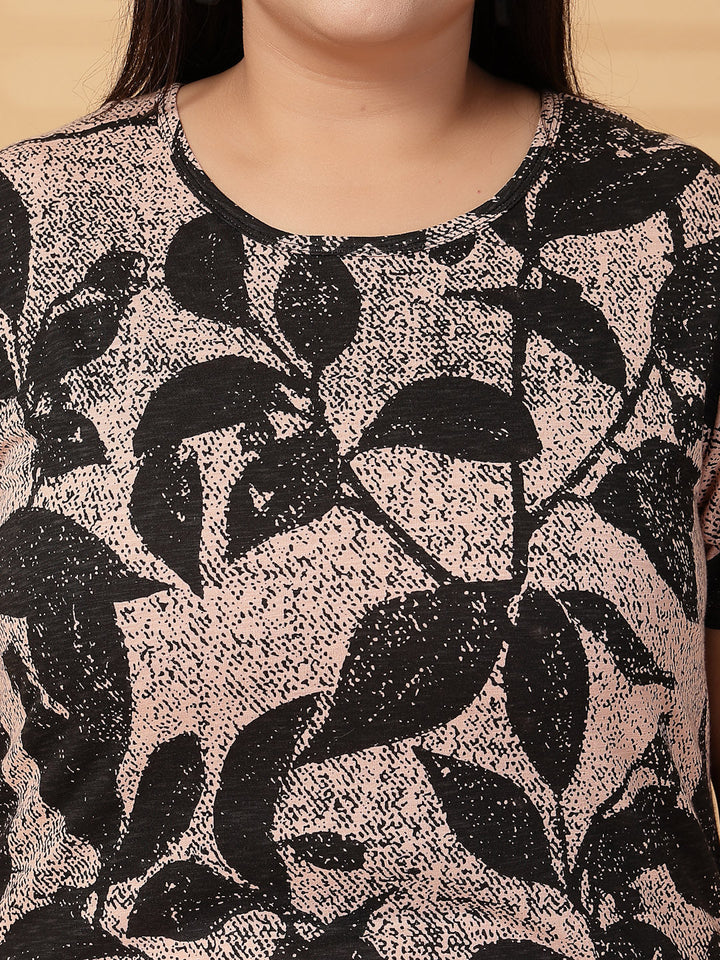 Plus Size Women Floral Printed T-shirt