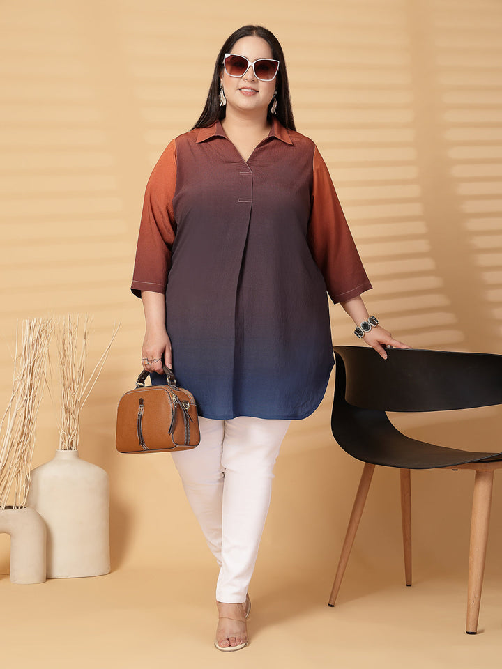 Plus Size  Colourblocked V-Neck Top