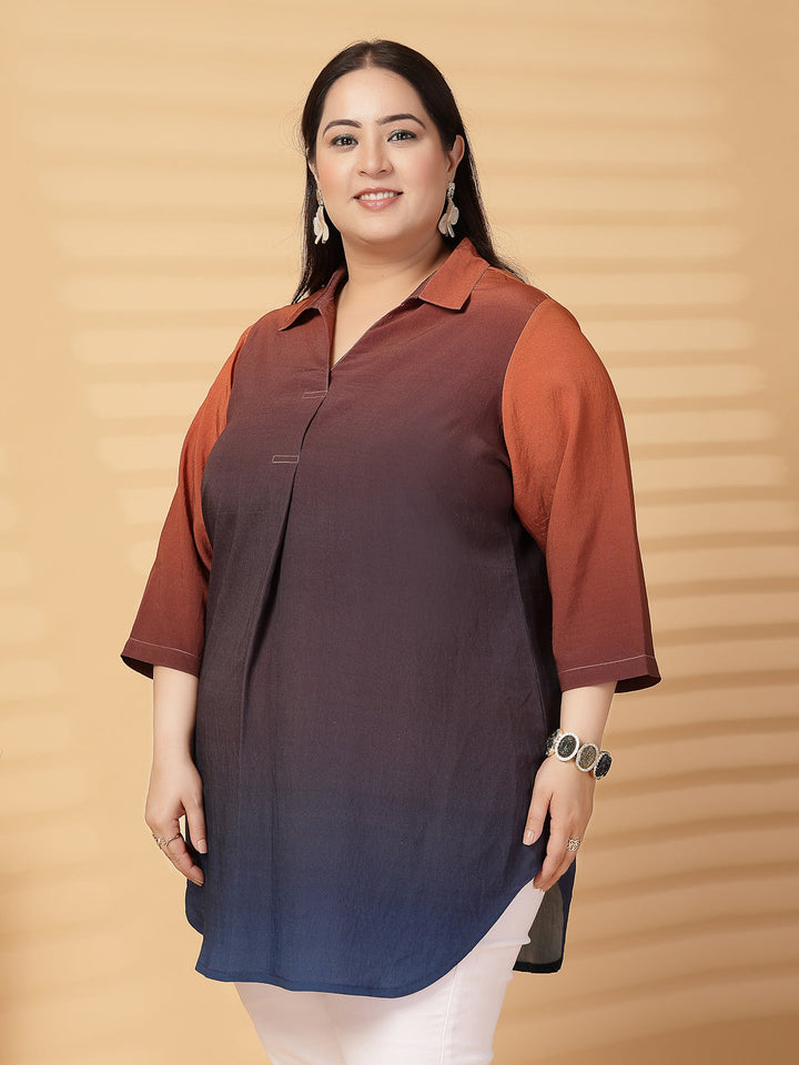 Plus Size  Colourblocked V-Neck Top