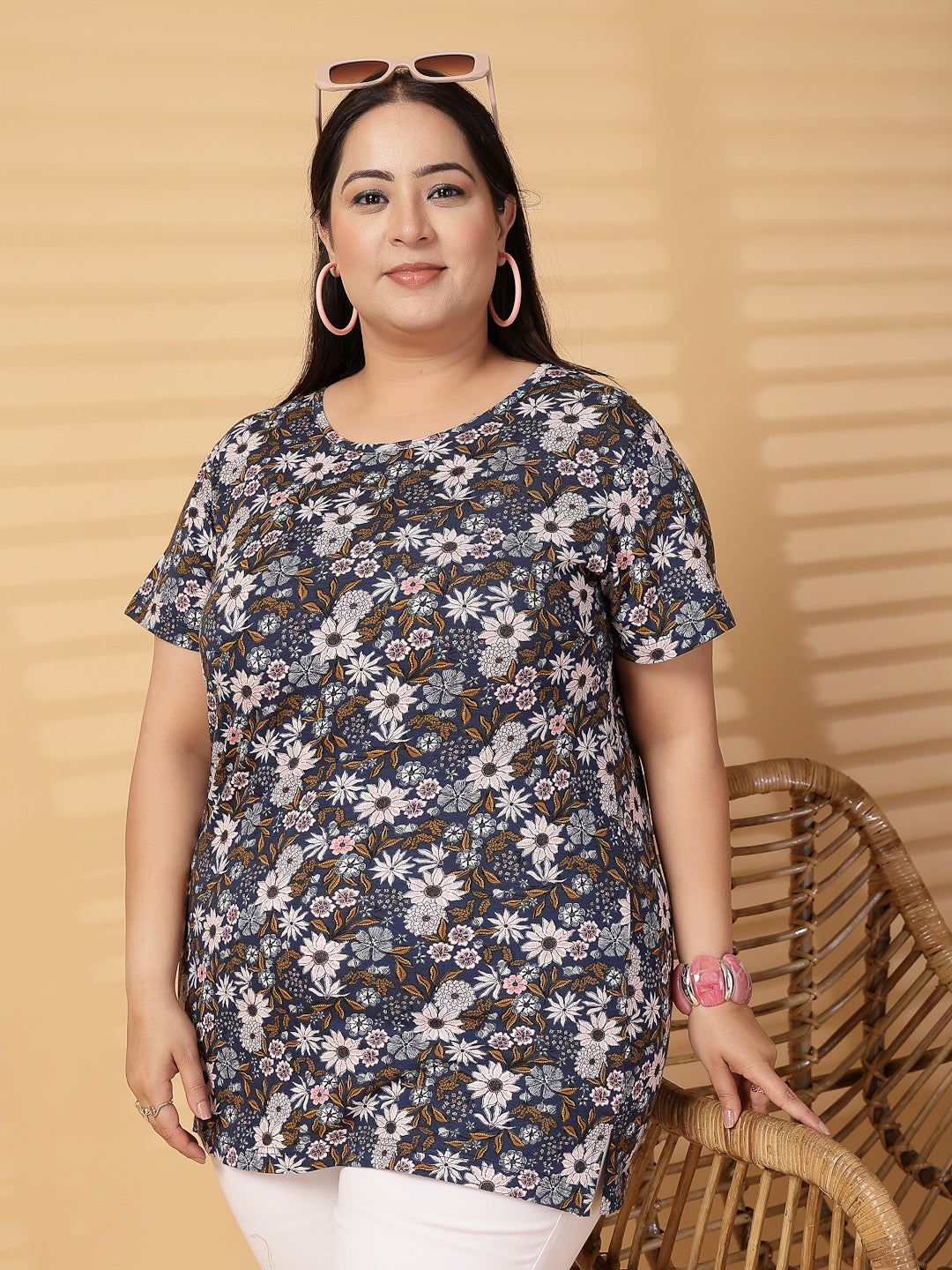 Plus Size Women Floral Printed T-shirt