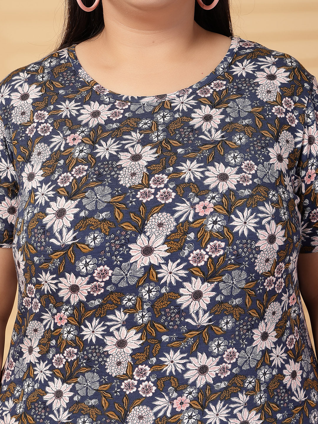 Plus Size Women Floral Printed T-shirt