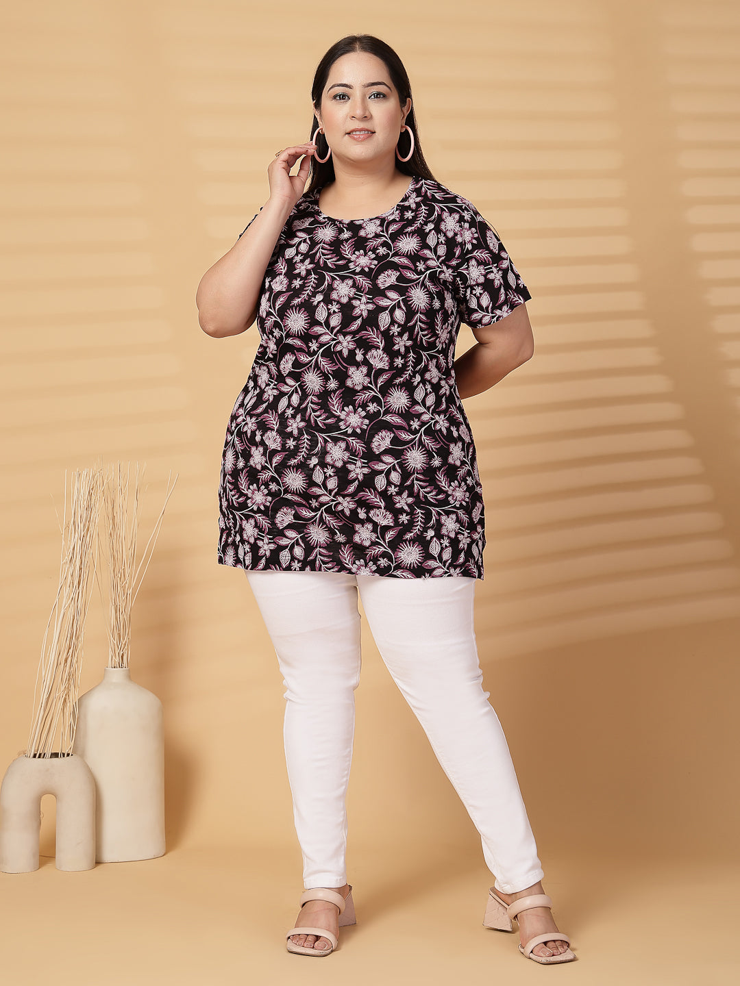 Plus Size Women Floral Printed T-shirt
