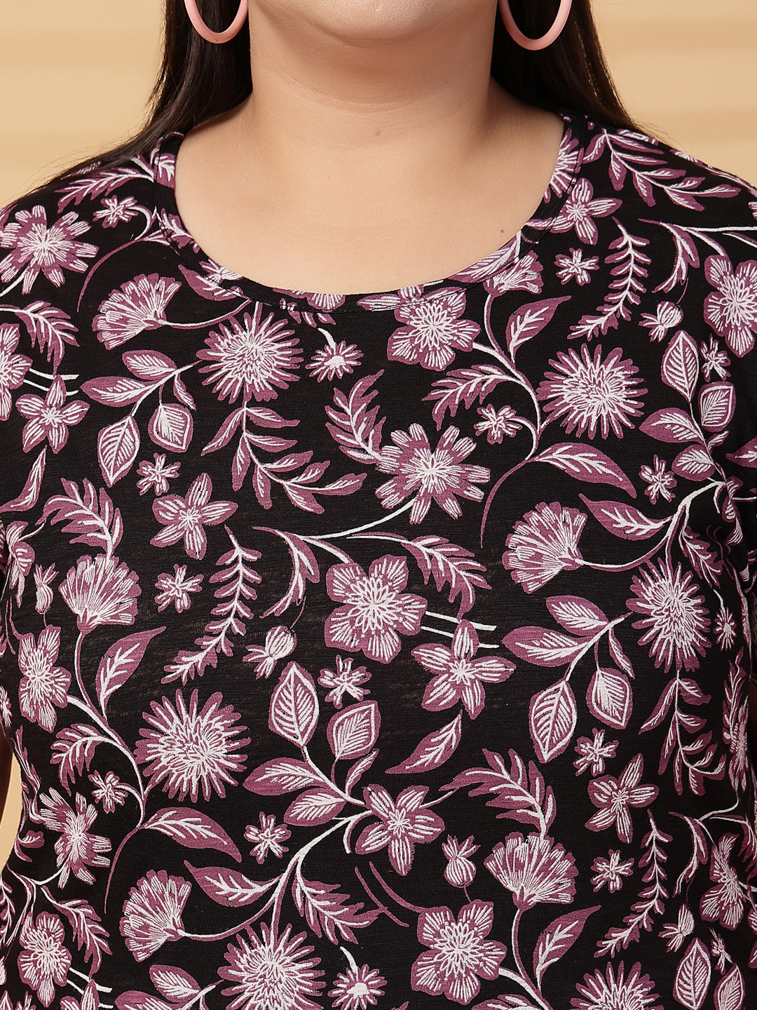 Plus Size Women Floral Printed T-shirt