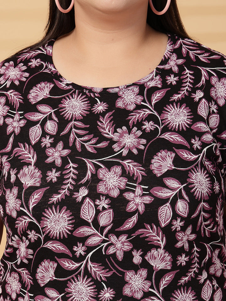 Plus Size Women Floral Printed T-shirt