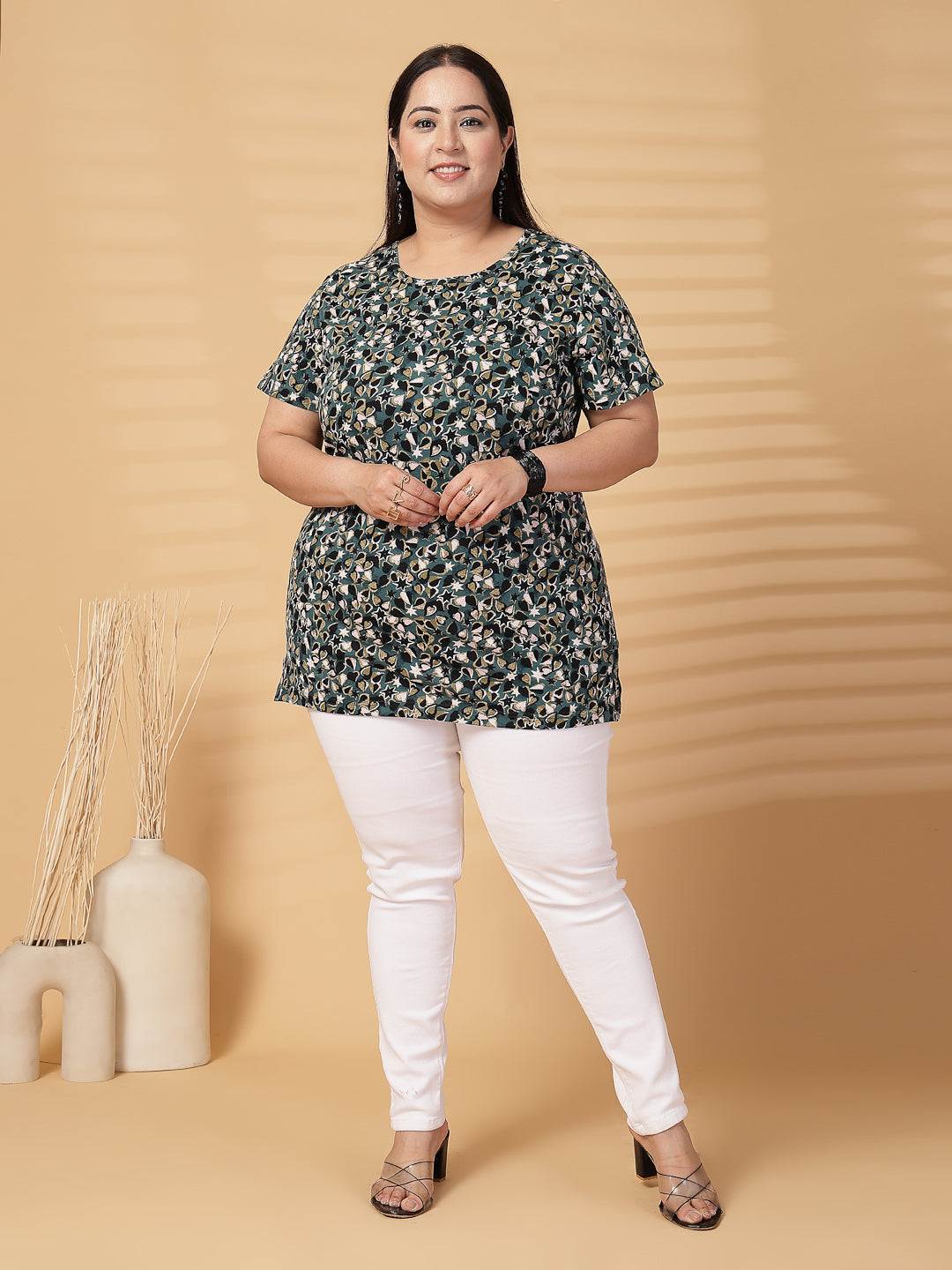 Plus Size Women Floral Printed T-shirt